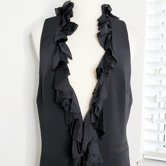 •ELIZABETH & JAMES• Dandy Silk Trim Black Vest L. - Picture 6 of 8